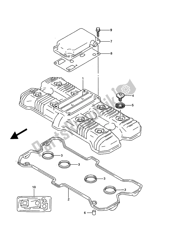 All parts for the Cylinder Head Cover of the Suzuki GSX R 750W 1994