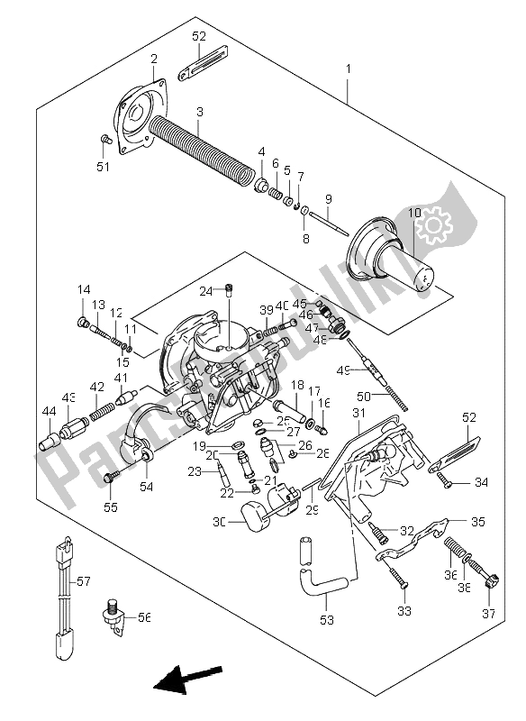 Tutte le parti per il Carburatore del Suzuki VL 125 Intruder 2001