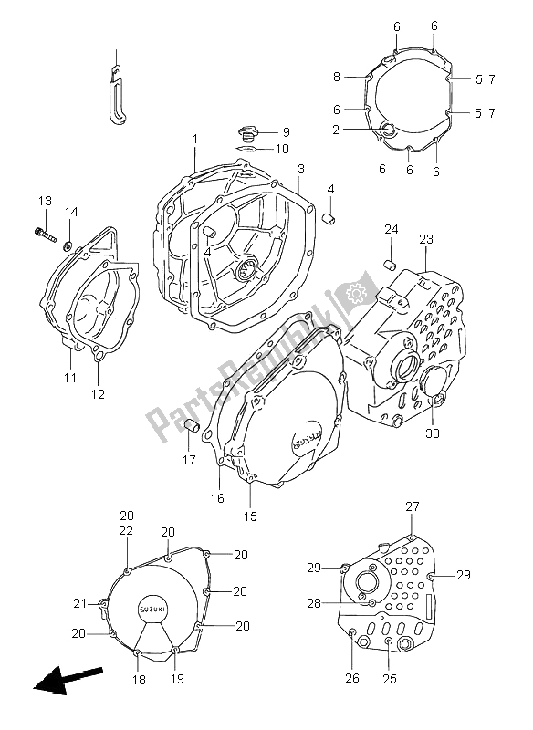 Alle onderdelen voor de Carter Deksel van de Suzuki GSX 600F 1996