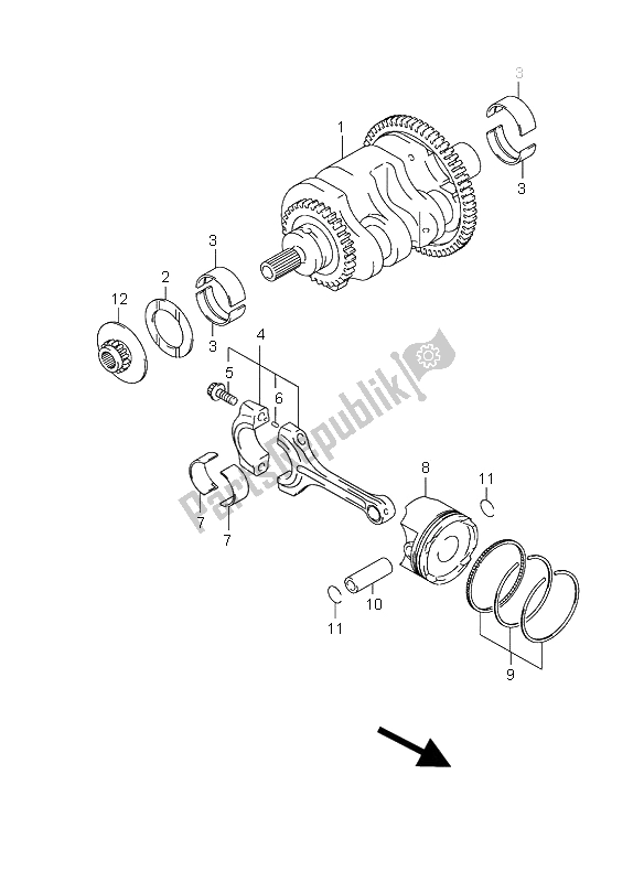 All parts for the Crankshaft of the Suzuki AN 650 AAZ Burgman Executive 2008