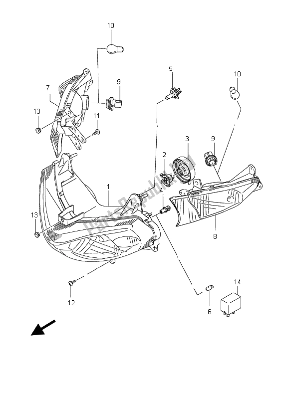 Tutte le parti per il Lampada Frontale Combinazione del Suzuki UH 125 Burgman 2011