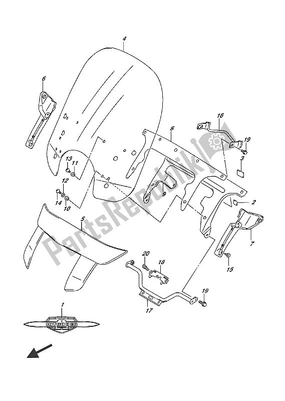 All parts for the Windscreen of the Suzuki VL 1500T Intruder 2016