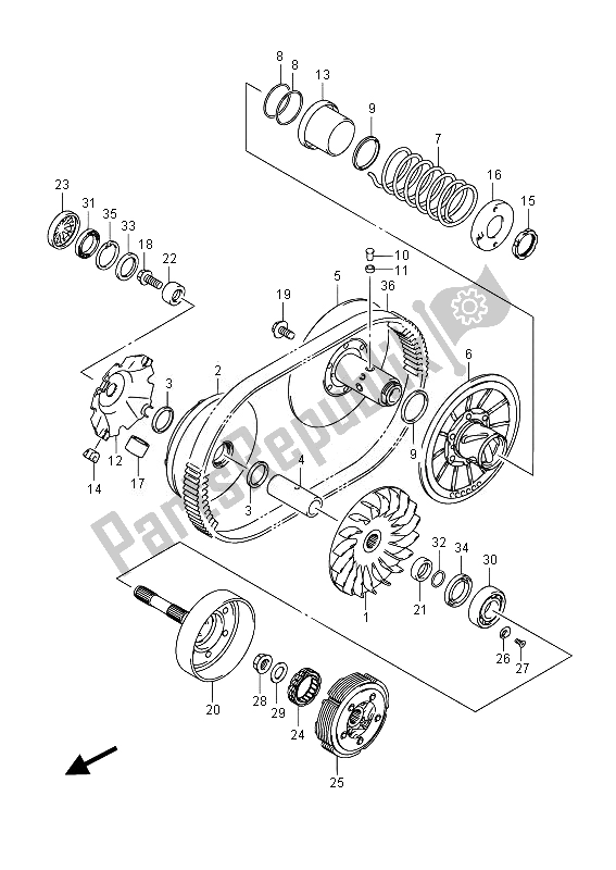 All parts for the Transmission (1) of the Suzuki LT A 750 XPZ Kingquad AXI 4X4 2014