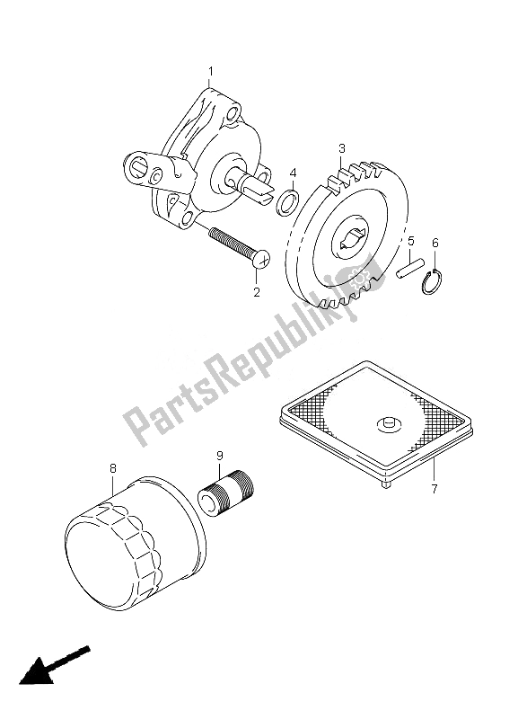 All parts for the Oil Pump of the Suzuki LT A 500 XPZ Kingquad AXI 4X4 2010