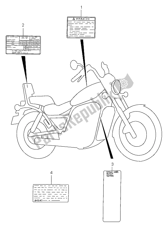 Wszystkie części do Etykieta Ostrzegawcza Suzuki VS 800 Intruder 2004