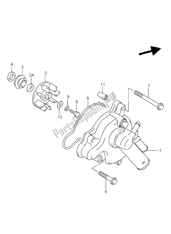 Alle onderdelen voor de Waterpomp van de Suzuki TL 1000R 2001