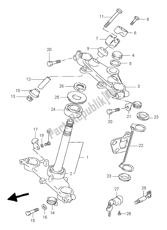 Todas as partes de Haste De Direção do Suzuki DR 125 SE 1999