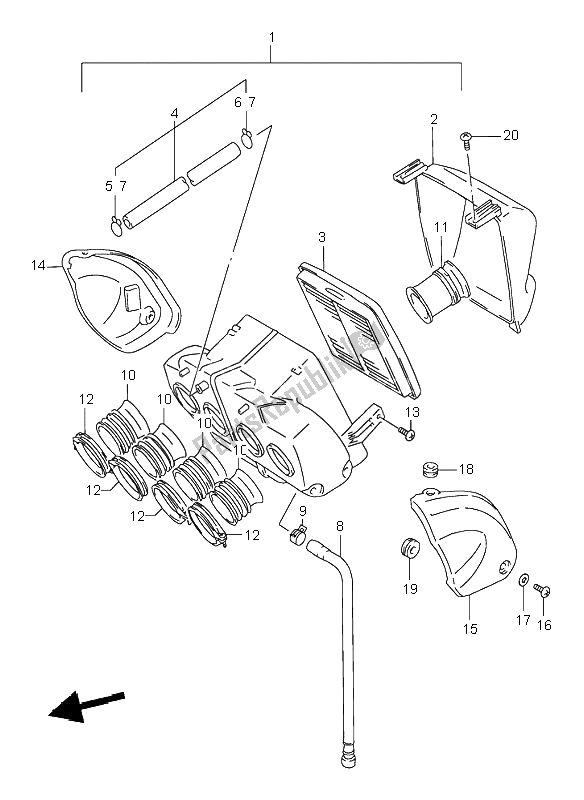 All parts for the Air Cleaner of the Suzuki GSF 600 NS Bandit 1998