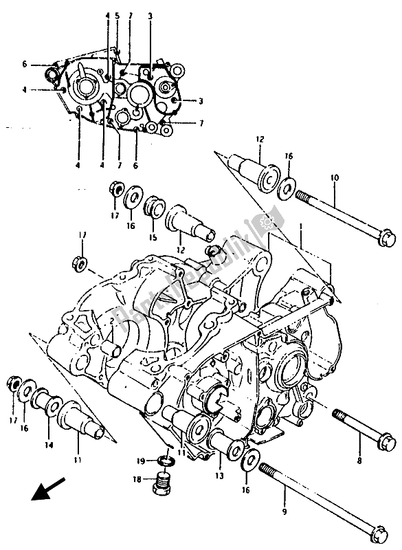All parts for the Crankcase of the Suzuki RG 125 CUC Gamma 1986