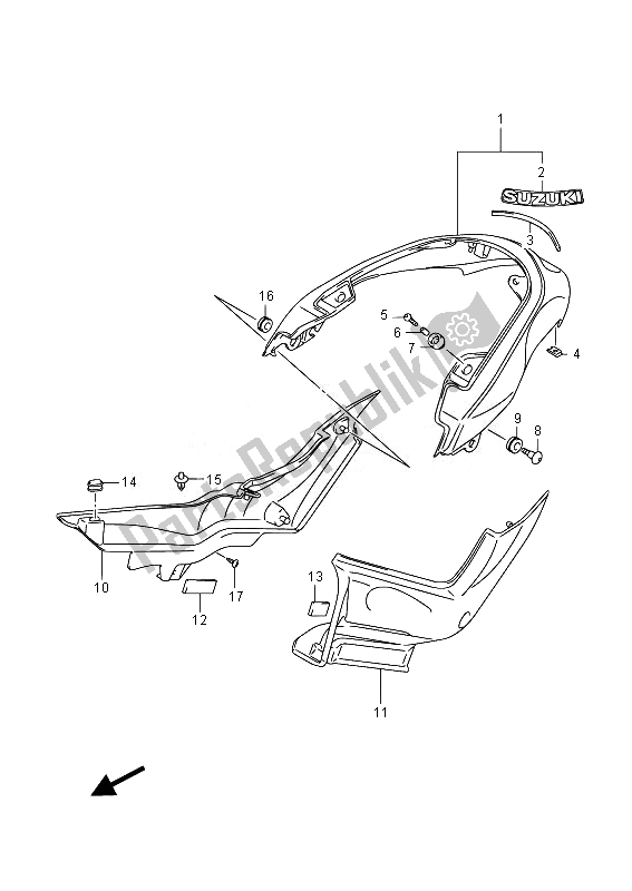 All parts for the Rear Fender (vzr1800 E19) of the Suzuki VZR 1800 M Intruder 2014