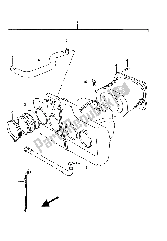 Alle onderdelen voor de Luchtfilter van de Suzuki GSX 1100G 1993