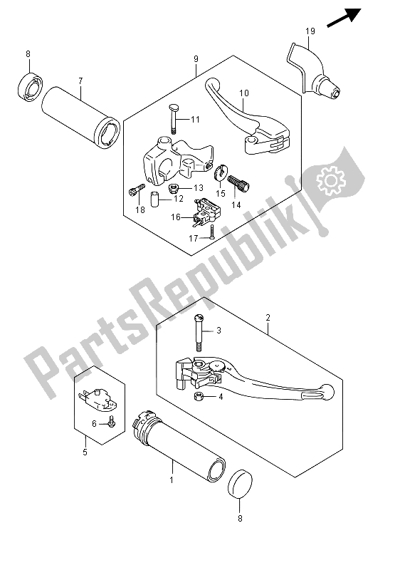 Toutes les pièces pour le Levier De Poignée (vzr1800uf E19) du Suzuki VZR 1800 BZ M Intruder 2015