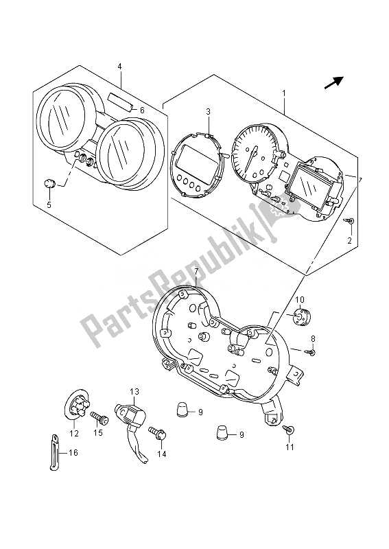 All parts for the Speedometer of the Suzuki GSF 1250 SA Bandit 2014