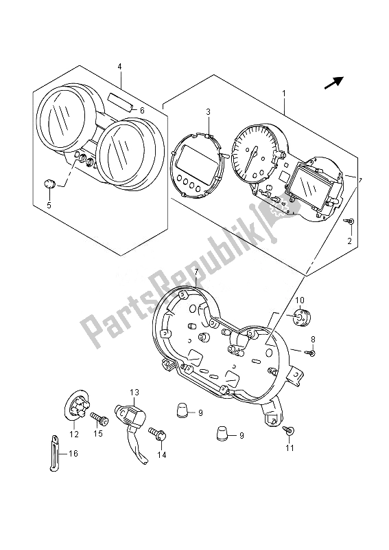 Todas las partes para Velocímetro de Suzuki GSF 1250 SA Bandit 2014