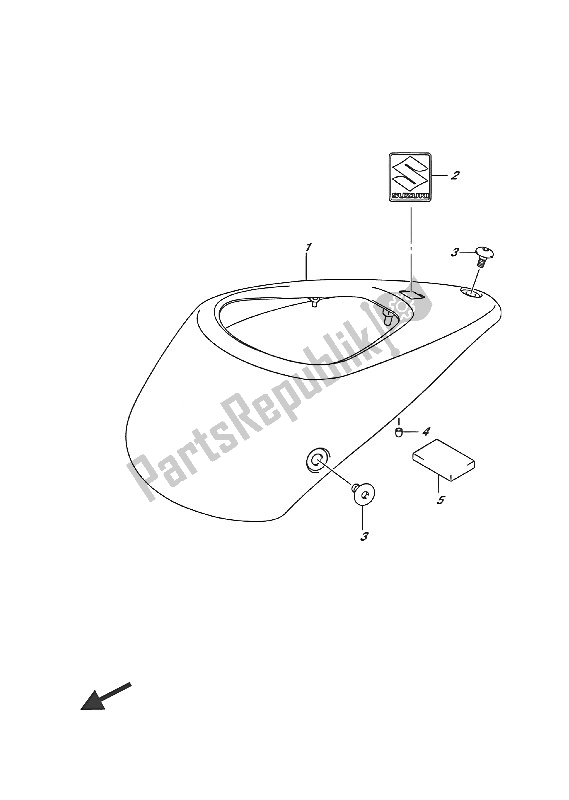 All parts for the Fuel Tank Front Cover of the Suzuki VL 1500 BT Intruder 2016