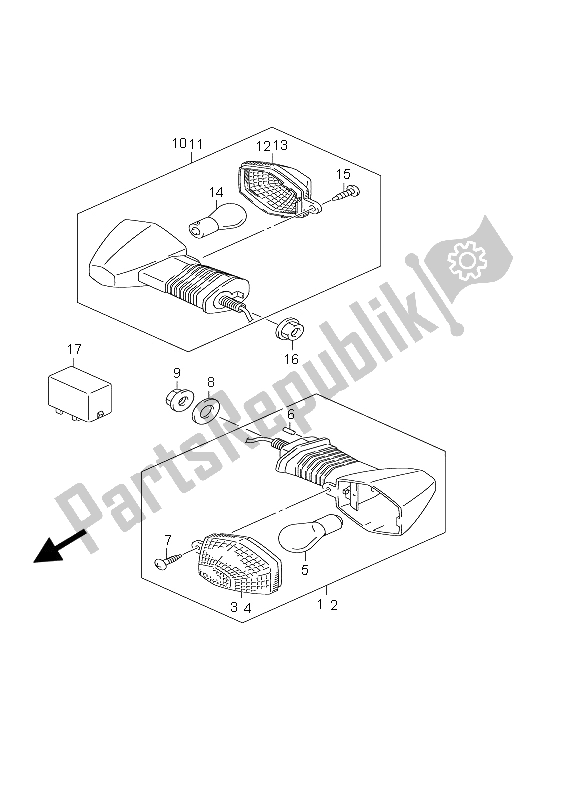 All parts for the Turnsignal Lamp of the Suzuki DL 650 V Strom 2006