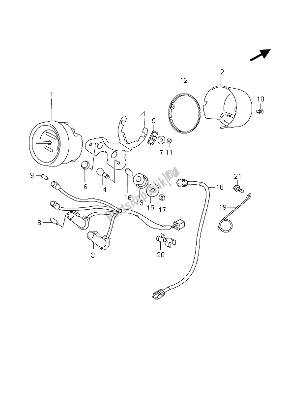 All parts for the Speedometer of the Suzuki GZ 125 Marauder 2004