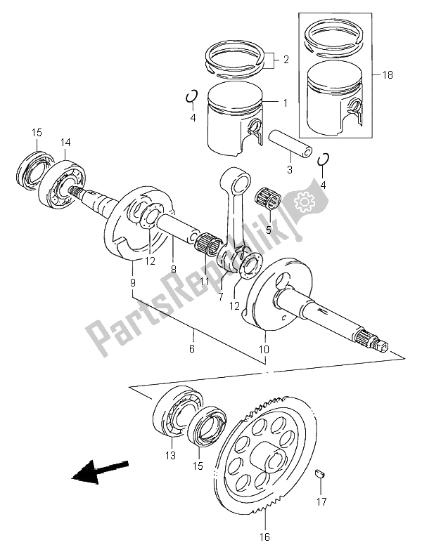 Todas las partes para Cigüeñal de Suzuki LT 80 Quadsport 2002