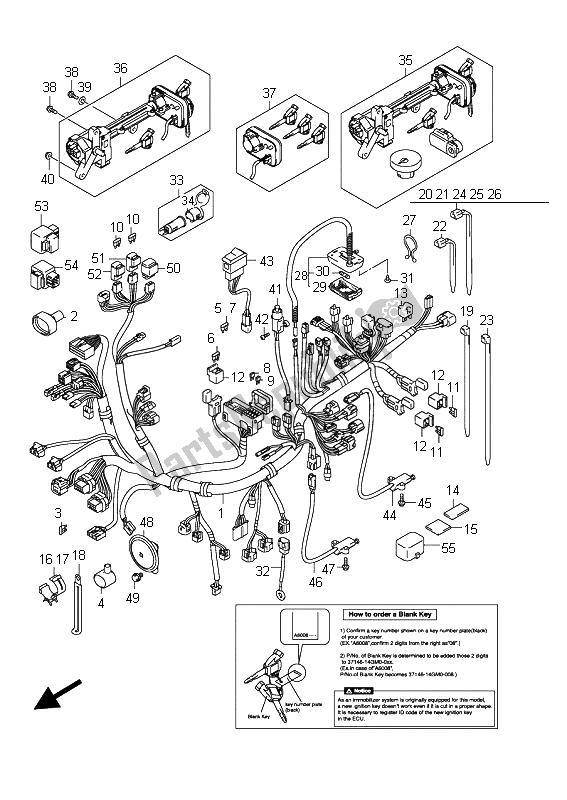 All parts for the Wiring Harness (an650a E51) of the Suzuki AN 650A Burgman Executive 2011