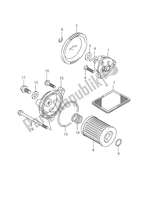 All parts for the Oil Pump of the Suzuki LT F 250 Ozark 2010