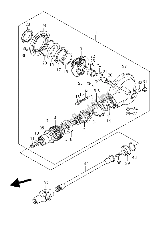 All parts for the Propeller Shaft & Final Drive Gear (vl800-eu) of the Suzuki VL 800C Volusia 2008