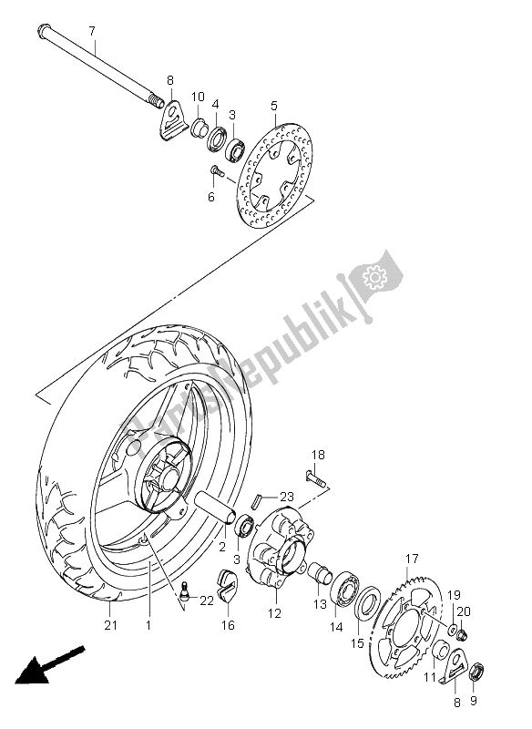 All parts for the Rear Wheel of the Suzuki SV 650 NS 2004