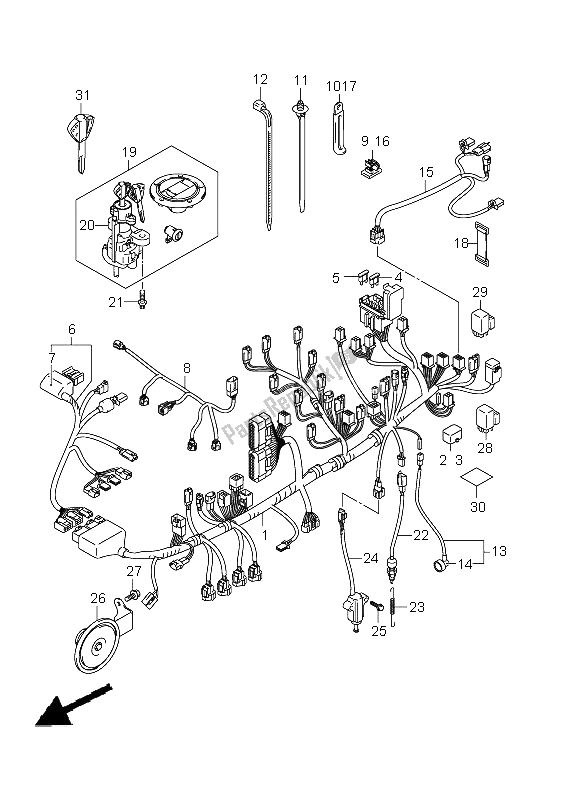 All parts for the Wiring Harness (gsx-r750 E24) of the Suzuki GSX R 750 2011