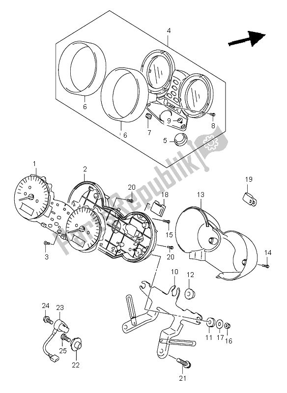 All parts for the Speedometer (gsf1200-z) of the Suzuki GSF 1200 Nszsz Bandit 2005