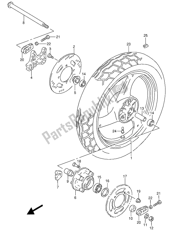 Todas las partes para Rueda Trasera de Suzuki RG 125 FU Gamma 1992