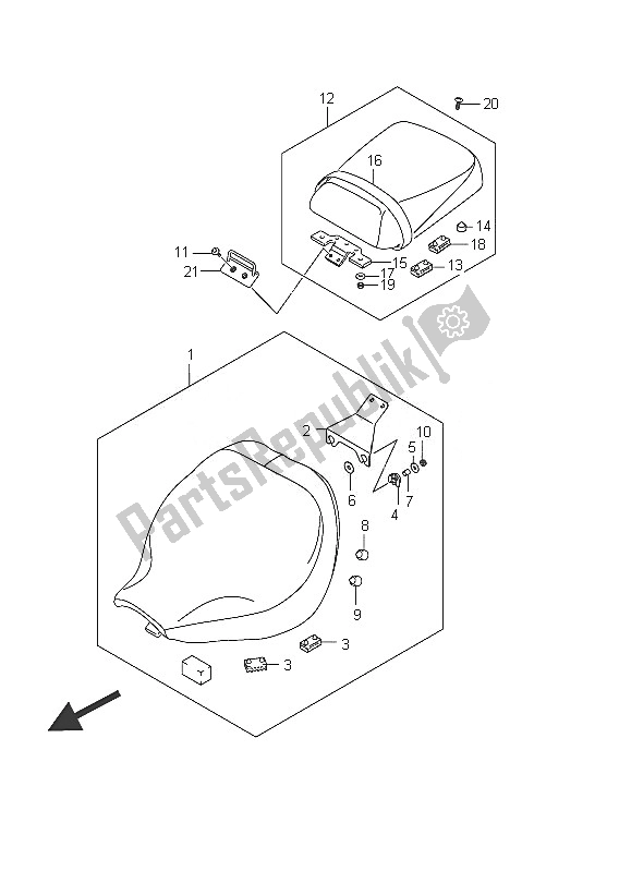 Tutte le parti per il Sedile (vl800ue E19) del Suzuki C 800 VL Intruder 2011