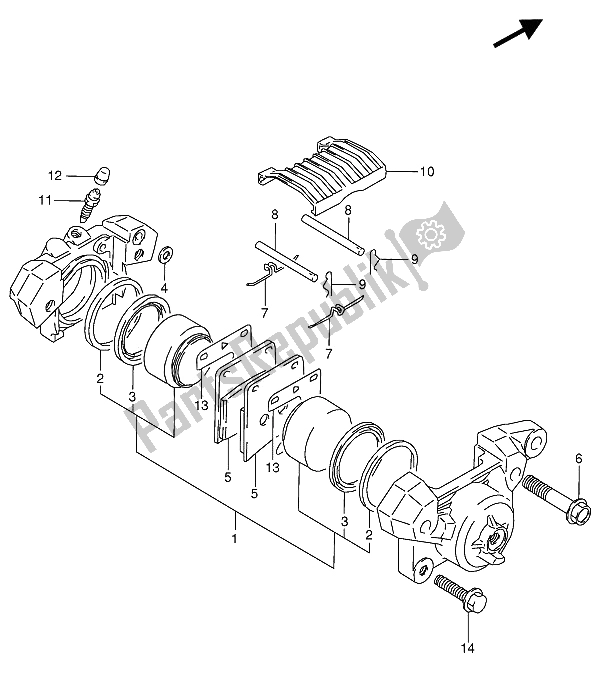 Alle onderdelen voor de Remklauw Achter van de Suzuki VX 800U 1991