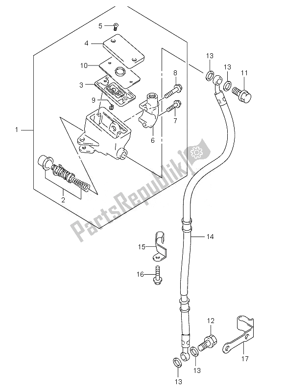 All parts for the Front Master Cylinder of the Suzuki VL 250 Intruder 2007