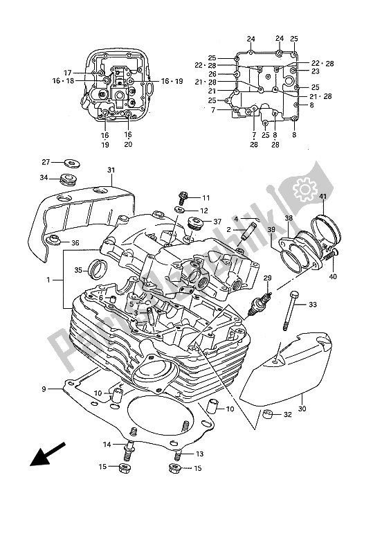 Todas las partes para Culata (trasera) de Suzuki VS 1400 Glpf Intruder 1987