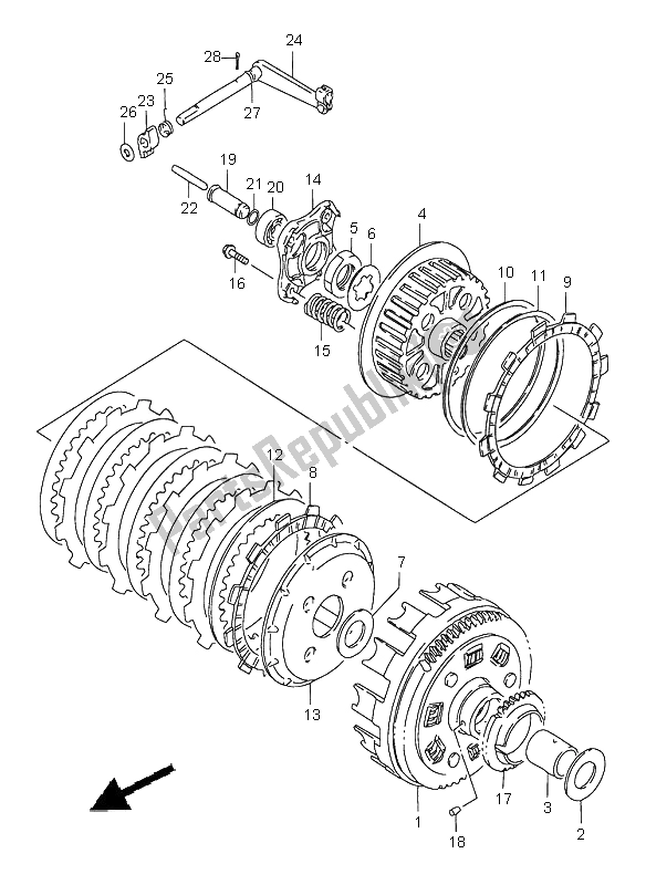 All parts for the Clutch of the Suzuki LS 650 Savage 2002