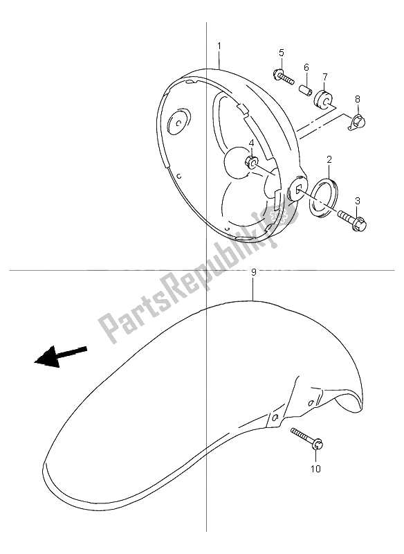 Todas las partes para Guardabarros Delantero de Suzuki GSX 1200 Inazuma 2000