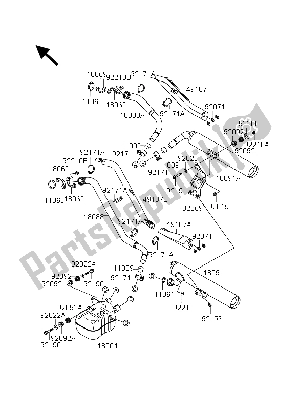 Todas las partes para Silenciador de Suzuki VZ 1600 Marauder 2005