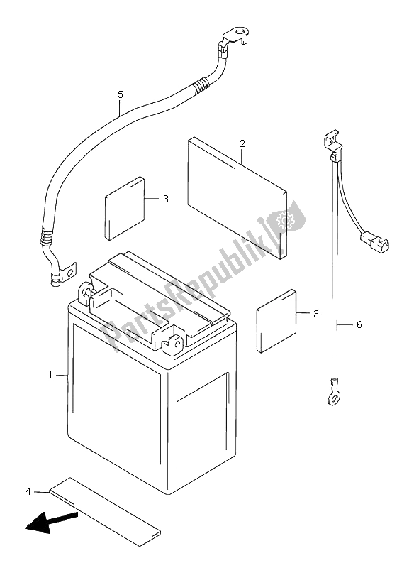 All parts for the Battery of the Suzuki VL 1500 Intruder LC 2000