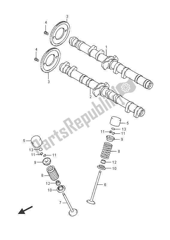 Todas las partes para árbol De Levas Y Válvula de Suzuki GSX 1250 FA 2016