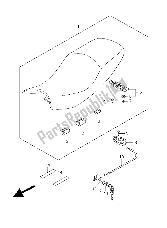 All parts for the Seat of the Suzuki GSX 650F 2008