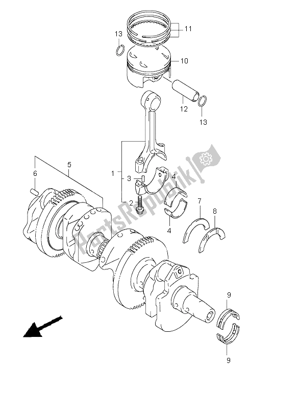 Tutte le parti per il Albero A Gomiti del Suzuki GSX 1400 2002