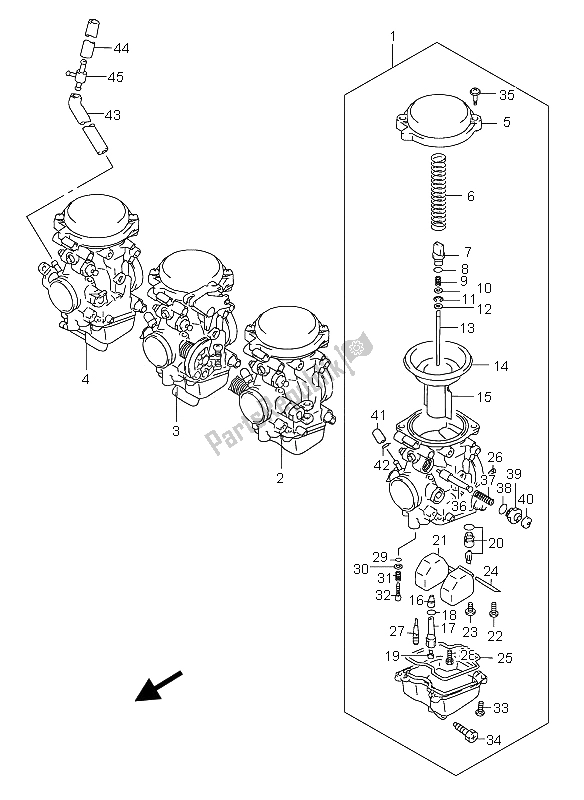Todas as partes de Carburador do Suzuki GSX 600F 2005