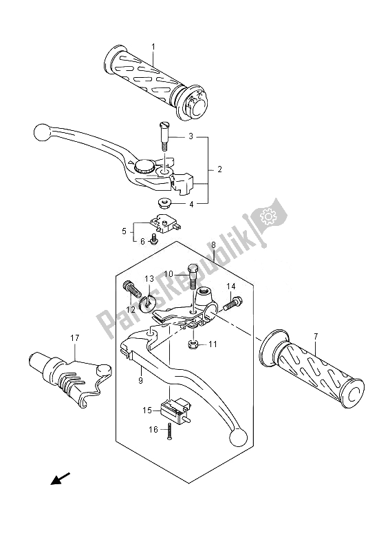 Todas as partes de Alavanca De Manivela do Suzuki SFV 650A Gladius 2014