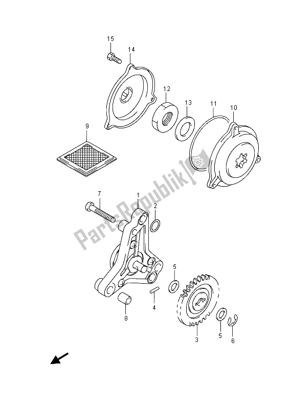 All parts for the Oil Pump of the Suzuki DR Z 70 2014