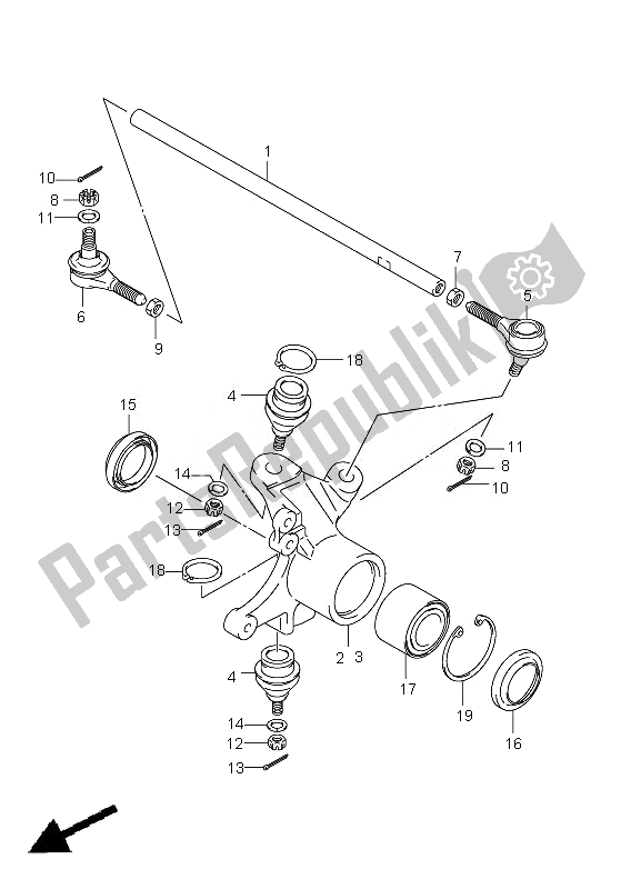 All parts for the Steering Knuckle of the Suzuki LT A 750 XPZ Kingquad AXI 4X4 2010