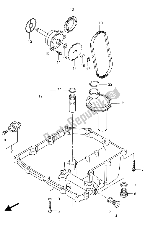 All parts for the Oil Pan & Oil Pump of the Suzuki GSF 1250 SA Bandit 2015