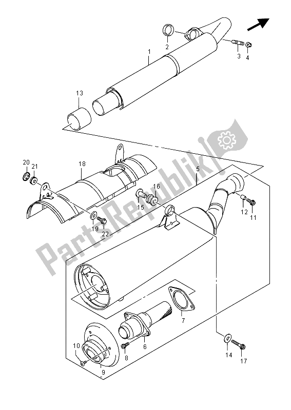 All parts for the Muffler of the Suzuki LT A 750 XPZ Kingquad AXI 4X4 2015