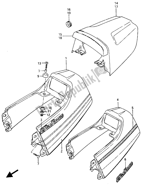 Todas las partes para Cubierta De La Cola Del Asiento de Suzuki RG 250F Gamma 1986