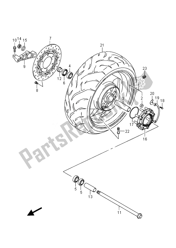 All parts for the Rear Wheel (vzr1800z E02) of the Suzuki VZR 1800 M Intruder 2014