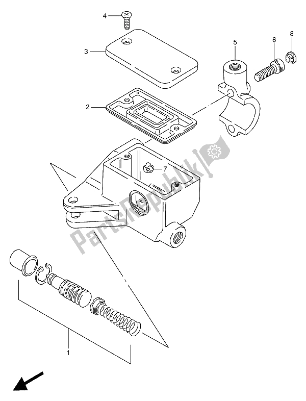 All parts for the Front Master Cylinder of the Suzuki VS 800 GL Intruder 1992