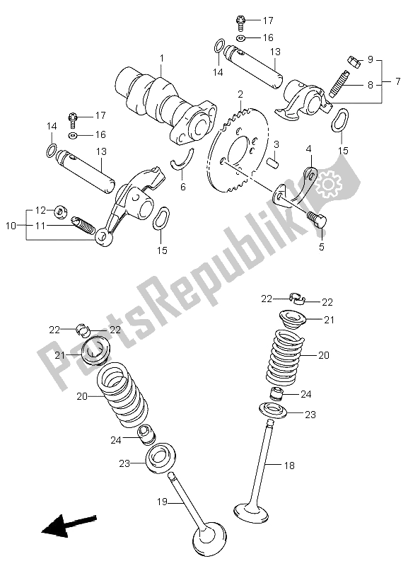All parts for the Camshaft & Valve of the Suzuki LT F 250 Ozark 2002